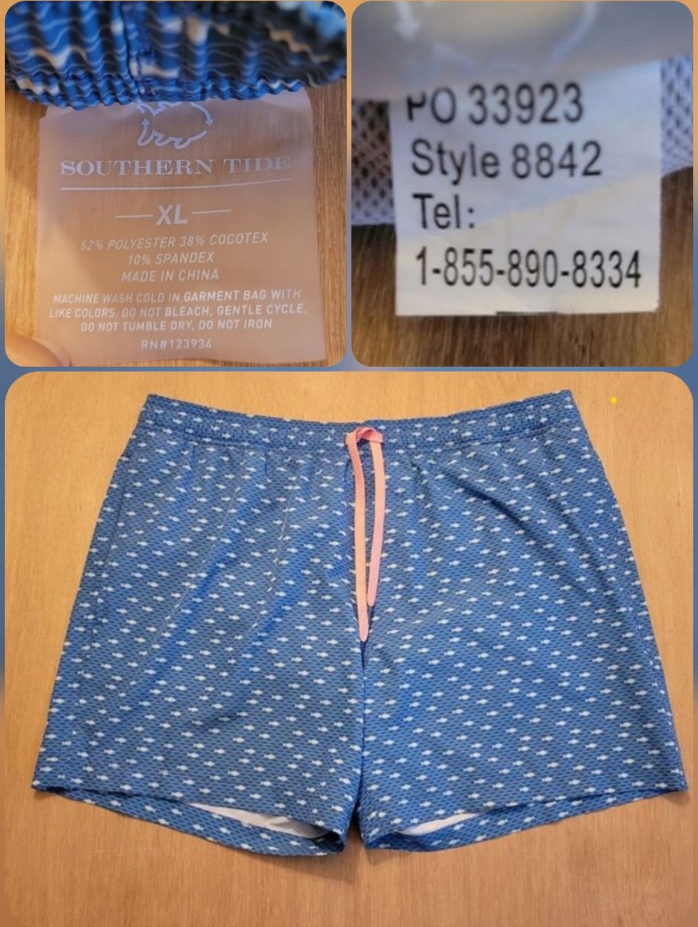 Southern Tide Men's Swim Shorts Fish Printed All Over Size XL Men's Lined Mesh